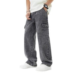 Vaqueros Cargo Grises de Estilo Retro Vintage con Múltiples Bolsillos, de Mezclilla de Alta Calidad, Ecológicos, Transpirables, Estilo Urbano, Talla Única - Product Image 3