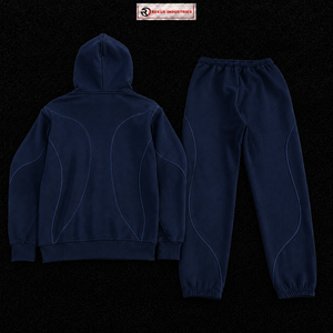 <b>Navy</b> Blue Tracksuit Men Custom Logo Full Zip Hoodie Jogger Pants <b>Set</b> Streetwear Fashion Sportswear Casual <b>Gym</b> Wear Wholesale Fit - Product Image 6