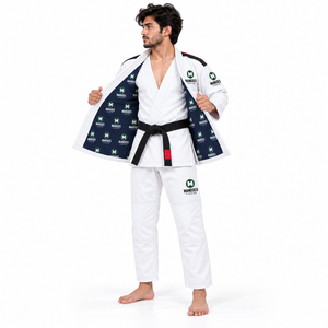 Kimono de BJJ MANGOES FASHION Blanco, 440GSM, Tejido de Algodón Perla, Ligero, Transpirable, Absorbente de Humedad, Antibacterial, para Entrenamiento - Product Image 1