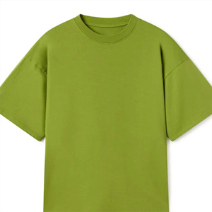 Camiseta Casual de Manga Corta para Hombre, Color Verde Oliva Sólido, Cuello Redondo, Estilo Holgado, Tejido Liso - Product Image 3