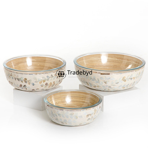 Bol rond artisanal en nacre incrustée, cadeau élégant Tradebyd - Product Image 6