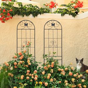 2 Pack 86.7\" X 19.7\" Black Metal Garden <b>Trellis</b> Rustproof Outdoor <b>Flower</b> Support for Climbing Plants Fence & Gate - Product Image 2