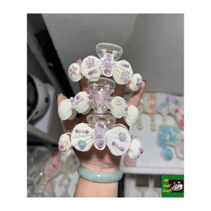Espejo de Concha Hecho a Mano con Perlas, Espejo de Vanidad Inspirado en el Océano, Espejo de Bolso Náutico, Espejo Compacto de Concha Marina - Product Image 4