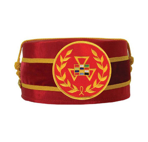 Corona de terciopelo rojo para Capítulo del Arco Real, estilo antiguo, para Alto Sacerdote, con bordado de oro, regalia ceremonial, bordado premium, al por mayor - Product Image 1