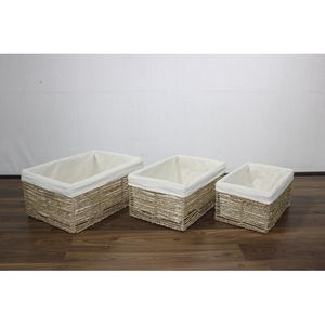 Artex Dong Thap - Juego de cestas de almacenamiento cuadradas/redondas plegables de jacinto de agua natural, ecológicas y multifuncionales, con forro, para hotel - Product Image 3