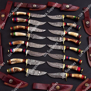 ขายส่ง OEM/ODM มีดทำมือ DIY ด้ามไม้แพคก้า หุ้มทองเหลือง ใบมีดเหล็กดามัสกัส ปลายหยดน้ำ ปรับแต่งได้ ใช้ในชีวิตประจำวัน ตั้งแคมป์ ล่าสัตว์ - Product Image 2