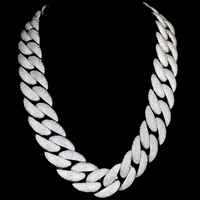 Collier chaîne cubaine en argent 925 avec diamants Moissanite, style hip-hop, bijoux pour rappeurs, idéal pour les fêtes et comme cadeau