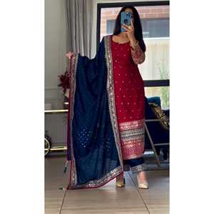 Ensemble haut et bas de soirée pour femmes de créateur avec Dupatta New Look - Product Image 4