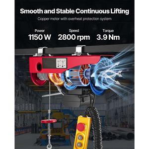 1150W 110V Electric Steel Wire Winch 1320 Lbs Capacity 14ft Wired Remote Control 40ft Single Cab Electric <b>Hoist</b> for Farm 6m - Product Image 4