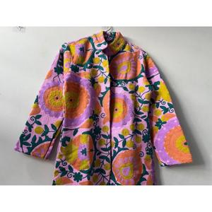 Handcrafted Knitted Breathable Cotton Long Suzani Embroidered Colorful Floral Varsity <b>Jacket</b> Festive Gift for <b>Women</b> - Product Image 6