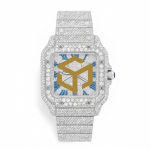 Reloj de Cuarzo Cuadrado Unisex de Lujo con Diamantes Pavé, Brazalete de Acero, Números Romanos y Fecha - Product Image 3
