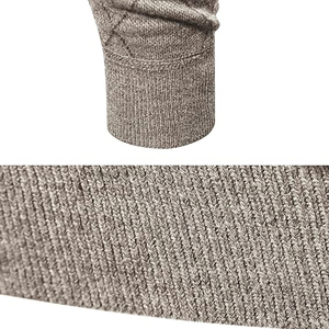 Light Brown Mens Slim Fit Casual Anti-Pilling Front Logo Knitted Sweater Winter Tops - Product Image 3