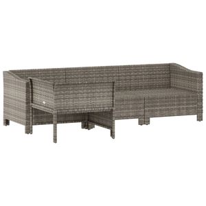 Set da salotto con 4 pezzi in Poly Rattan grigio con cuscini Set da giardino - Product Image 3