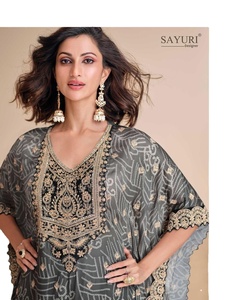 Tendance Viscose Soie Kaftan-Style Shalwar Kameez Hiver Élégance avec Main Miroir Travail & Gota Patti Indien & Pakistanais Vêtements - Product Image 1