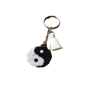 Custom Handmade Seed Beads Embroidery Keyring for <b>Bags</b> and <b>Keys</b> Decorative Glass Seed Bead Keychain with Embroidery Craft Work - Product Image 3