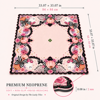 Tapis de Mahjong Américain Personnalisé en Néoprène 33x33 Pouces Antidérapant Rose Floral Halloween Housse de Table Carrée Cadeaux Soirée Jeux OEM Vente en Gros