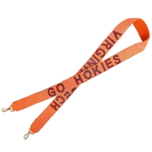 Sangles de sac de perles de rocaille en or blanc personnalisables orange 'Hook Em Horns' Accessoire à la mode Sangle de sac à main perlée - Product Image 1