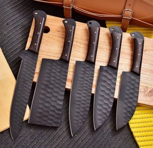 LEGACY BLADES Premium 5-Piece Handmade High Carbon Steel Chef <b>Knife</b> <b>Set</b> Straight Edge Ambidextrous Design Custom Wooden Handle - Product Image 4