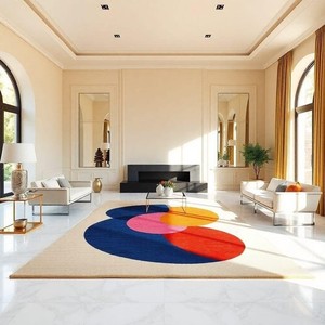 Handcrafted Color <b>Block</b> Abstract Modern Rug Multicolor <b>Block</b> Abstract Rug With Non Slip <b>Rubber</b> Backing For Home Decor - Product Image 1