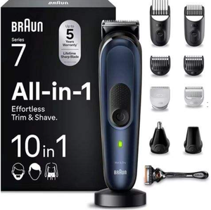 สินค้ามาใหม่ ของแท้ 100% ชุดอุปกรณ์จัดแต่งทรงผม Braun All-in-One Style Kit Series 7 MGK7410 ชุดอุปกรณ์ 10-in-1 แบตเตอรี่สแตนเลสแบบชาร์จได้สำหรับฉัน - Product Image 1