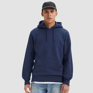 Sweat-shirt à capuche pour homme, noir, coupe classique, couleur unie, coton, vêtements d'automne, sweat-shirt décontracté en molleton français, poche avant - Product Image 3