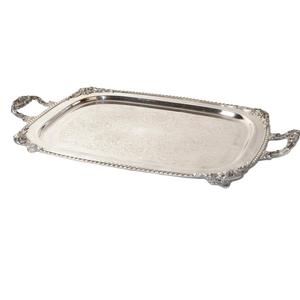 Ensemble de 4 plateaux de service en aluminium coulé, finition argentée, forme rectangulaire, pour la maison et les hôtels, plateaux de service pour aliments et boissons sur table - Product Image 2