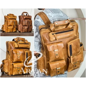 Vintage Full Grain Genuine Leather <b>Backpack</b> <b>for</b> <b>Men</b> Large Travel Laptop Rucksack Multi Pocket Hiking Camping School Bag OEM ODM - Product Image 1