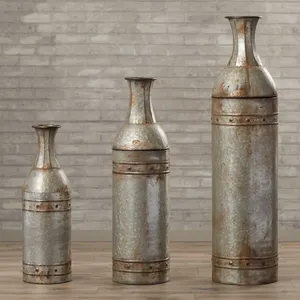 Juego de Jarrones de Piso de Acero Galvanizado Hechos a Mano, Estilo Costero, Ecológicos, Decorativos, de Metal, para Sala de Estar y Decoración del Hogar - Product Image 6