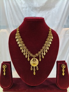 Women's Brass 18K <b>Gold</b> Plated Imitation Turkish Long Haram Necklace <b>Set</b> Lock Design Bridal Traditional Wedding Engagement - Product Image 5