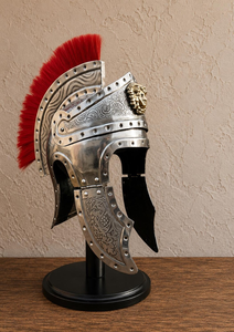 Casque de Centurion Romain en Métal avec Plume Rouge, Réplique Historique de Casque de Guerrier Ancien, Décoratif et de Collection - Product Image 3