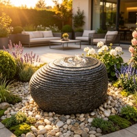 Fontaines d'eau contemporaines en granit pour jardin - Décorations durables pour bassins et piscines extérieurs - Éléments paysagers écologiques