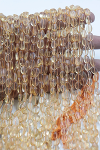 Citrine naturelle 4x6mm Pierres précieuses en vrac Perles ovales lisses Brins de citrine - Product Image 3