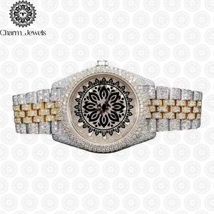 Montre de luxe Charm_Jewels en acier inoxydable, boîtier carré 40 mm, cadran incrusté de diamants, mouvement mécanique analogique, étanche 10 bars - Product Image 3