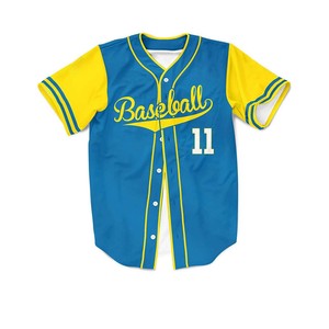Maillot de baseball pour garçons, bleu et jaune, sans manches, col en V, respirant, uniforme de sport, personnalisable pour équipe, 100 % polyester, vêtements pour enfants, taille 11 - Product Image 1
