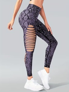 Leggings con estampado de piel de serpiente para mujer |   Pantalones de yoga con estampado de animales abstractos |   Leggings Deportivos de Poliéster y Elastano para Gimnasio - Product Image 4