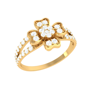 Nouvelle conception de bague de mariage pour femme avec motif de fleurs dorées et diamants - Product Image 2