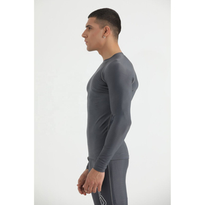 <b>Men</b> Long Sleeve <b>Compression</b> <b>Shirt</b> Solid Gray Knitted Slim Fit O-Neck Sporty Quick Dry Athletic Wear <b>Men</b> <b>compression</b> <b>shirts</b> - Product Image 4