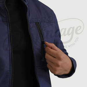 Chaqueta de invierno azul marino para hombre, moderna, con cuello alto, acolchada, de corte ajustado, informal, cálida, con cierre de cremallera. - Product Image 4