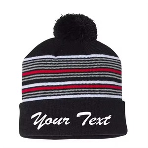 Trendy High Quality Acrylic Warm Winter Cold <b>Hats</b> <b>Caps</b> Knitted Adult Kids Beanie Custom Embroidery Logo With Pom Pom - Product Image 5