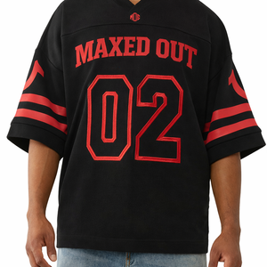 Camiseta de fútbol americano roja y negra de moda 2026, estampado serigráfico, ropa deportiva, fabricante de pedidos al por mayor con etiqueta privada OEM personalizada - Product Image 2