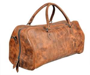 Sac de voyage de luxe en cuir, grand format, écologique, léger, pour le sport, la gym, les voyages d'une nuit, les week-ends, doublure en polyester, fermeture éclair - Product Image 1