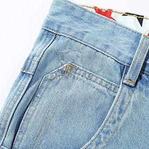 Shorts en jean décontractés pour hommes, inspirés du streetwear, coupe décontractée, style moderne de jorts en jean - Product Image 3