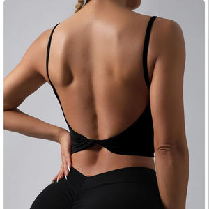 เสื้อกล้ามถักสีพื้นแบบปรับแต่งได้ ระบายอากาศ แห้งเร็ว สำหรับโยคะและกีฬา ดีไซน์โบว์ด้านหลังสำหรับผู้หญิง - Product Image 4