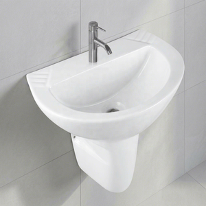 Cheap Price High Quality Fashionable Sanitary Ware Ceramic Bathroom Sink Two Piece Half Pedestal Basin - Product Image 3
