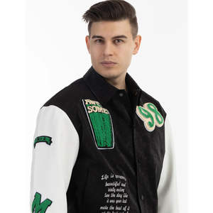 Chaqueta de béisbol de cuero personalizada con bordado para hombre, tela de algodón, estilo vintage, deportiva, oversize, streetwear, chaqueta varsity. - Product Image 4