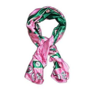 Écharpe AKA rose et verte en satin, écharpe de mode douce et légère, châle pour le cou de la sororité grecque pour femmes, toutes saisons - Product Image 1