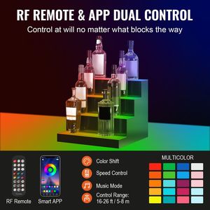 Espositore per Bottiglie di Liquori a 4 Livelli con Illuminazione LED da 16 Pollici, Controllo RF e App, Portabottiglie - Product Image 3