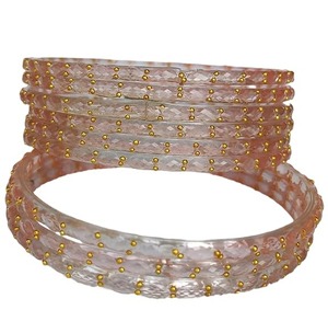 Bracelets en verre brillant effet goutte de pluie très demandés pour femmes, ensemble de bijoux traditionnels élégants pour mariages, fêtes et festivals, en vente - Product Image 1