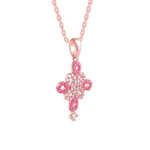 Pendentif fleur en or rose 925 avec chaîne à maillons (ajustable), collier pendentif fleur pour femme, bijoux floraux délicats, cadeau - Product Image 4