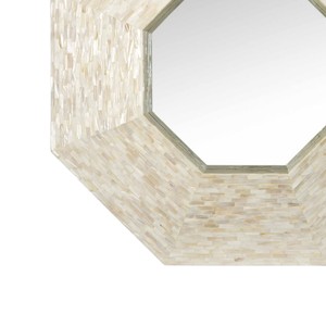 Superbe miroir mural décoratif octogonal artisanal avec incrustation de coquillages Capiz pour la décoration intérieure du salon, miroir en nacre - Product Image 3